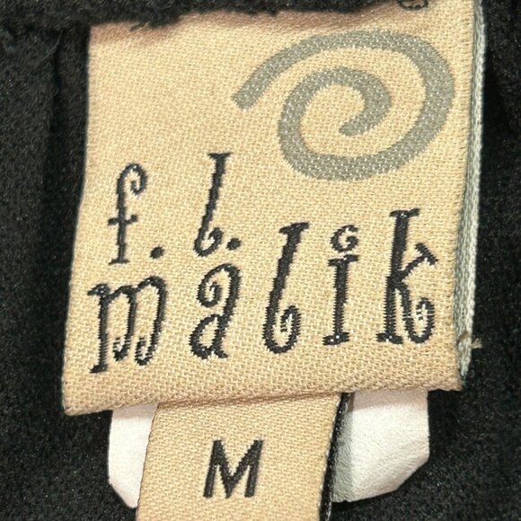 Vintage 90s F.L.‎ Malik Floral Embroidered Mesh Black Pants Women's Size Medium - Picture 3 of 6